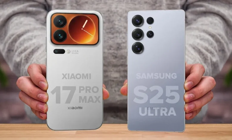 Comparativo entre Xiaomi 17 Pro Max e Galaxy S25 Ultra - Imagem: Reprodução.